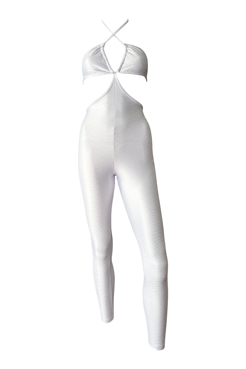 Unitard ARIA in White Gloss Jacard