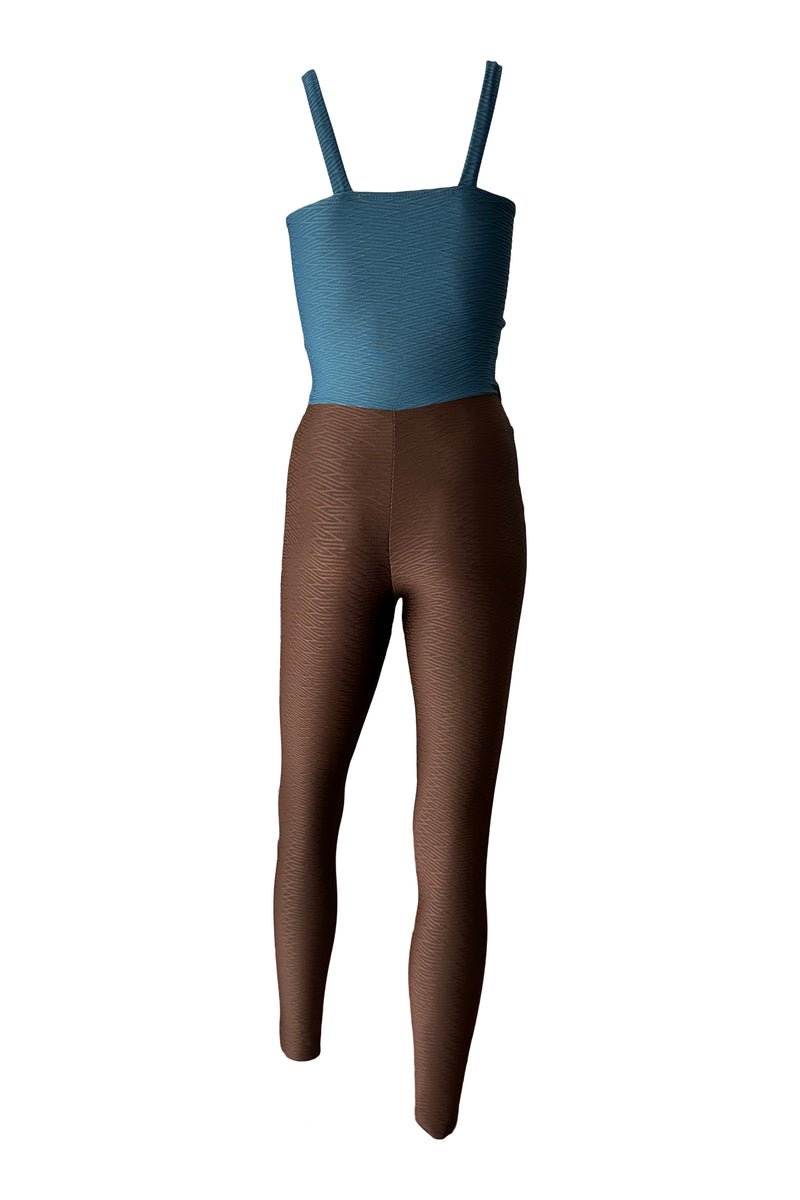 Unitard Katrina in Blue Teal/HotFudge Jacard